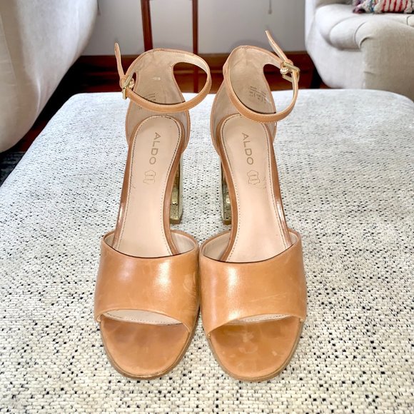 ALDO Open Toe Metallic Block Heel - Picture 2 of 7